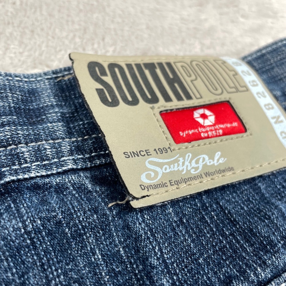 VTG Southpole Denim Shorts Mens 34 Blue Baggy Jorts Y2K Hip Hop Layered Hem 15" - Picture 4 of 10